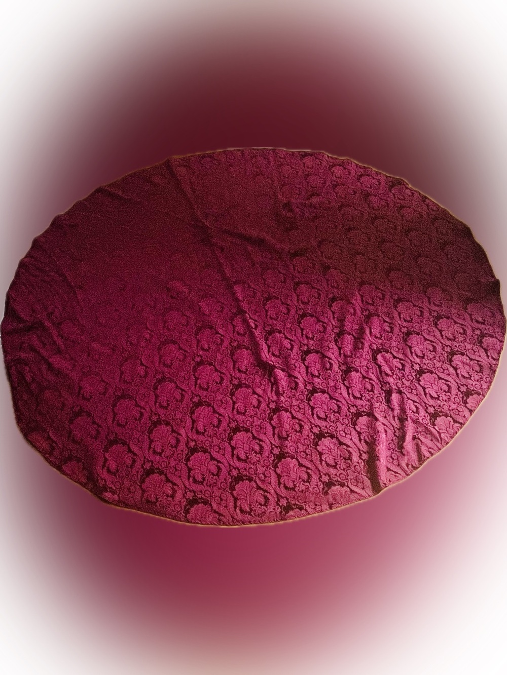 Burgundy Damask Round Tablecloth Floral Medallion Tone on Tone 64 Holiday Dining